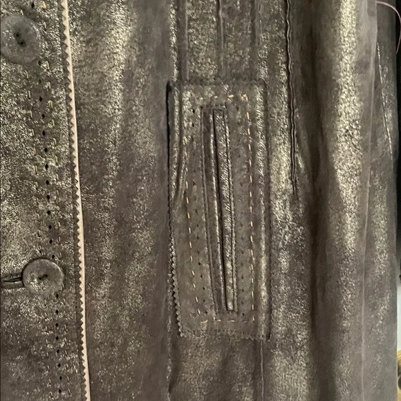 Pamela McCoy Leather Bronze Trench Coat - Picture 10 of 13